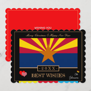 Arizona Flag & Happy New Year /Best Wishes USA Holiday Card