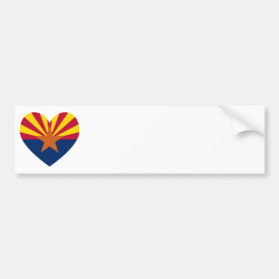 Arizona Flag Heart Shape Bumper Sticker