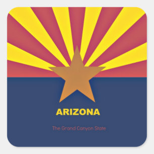 Arizona Flag, labelled Square Sticker