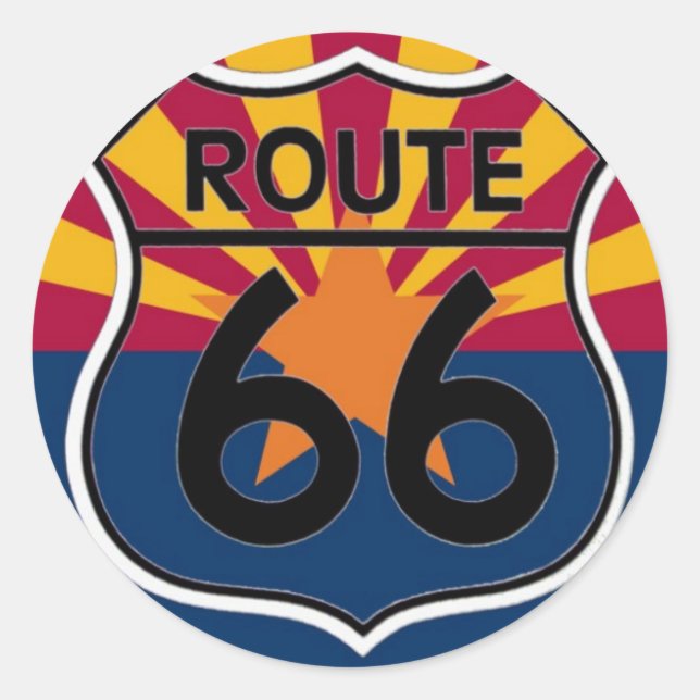 Arizona flag Route 66 Classic Round Sticker (Front)
