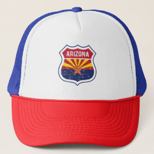 Arizona Flag Route 66 Poster Acrylic Print Triptyc Trucker Hat