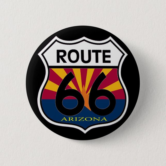 Arizona Flag Route 66 Shield 6 Cm Round Badge (Front)