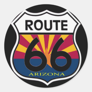 Arizona Flag Route 66 Shield Classic Round Sticker
