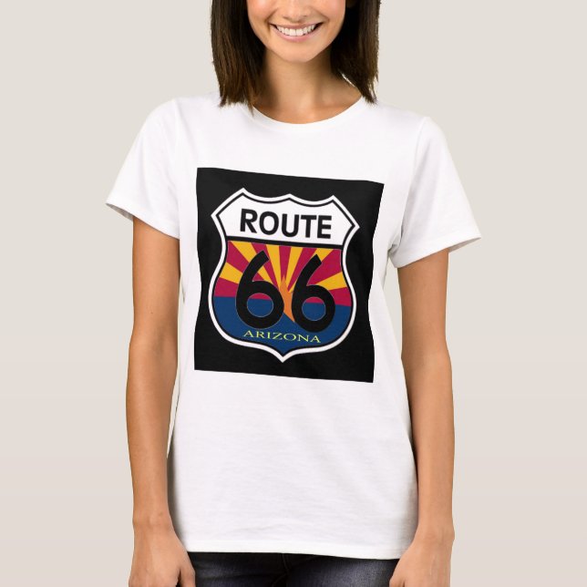 Arizona Flag Route 66 Shield T-Shirt (Front)