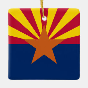 Arizona Flag: Setting Star Sun, The Copper State Ceramic Ornament