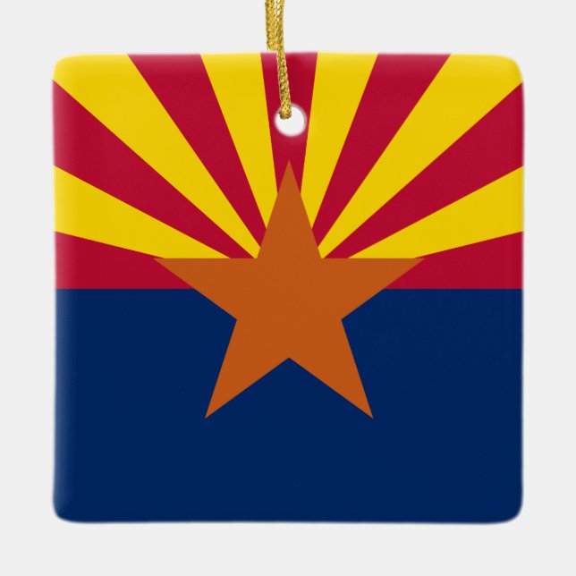 Arizona Flag: Setting Star Sun, The Copper State Ceramic Ornament (Front)