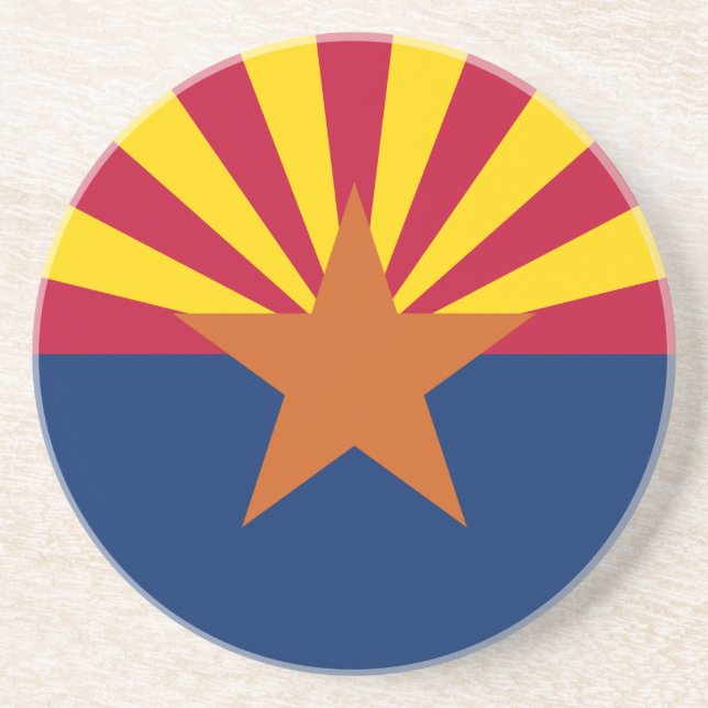 Arizona Flag: Setting Star Sun, The Copper State Coaster (Front)