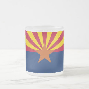 Arizona Flag: Setting Star Sun, The Copper State Frosted Glass Coffee Mug