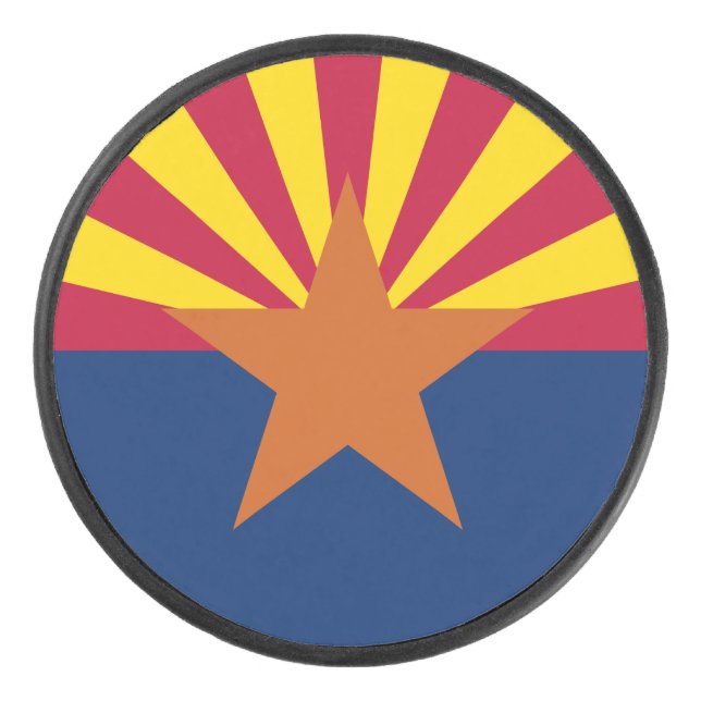 Arizona Flag: Setting Star Sun, The Copper State Hockey Puck (Front)