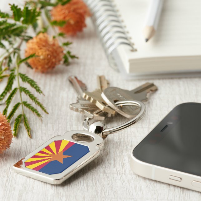 Arizona Flag: Setting Star Sun, The Copper State Key Ring (Side)