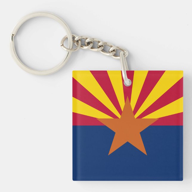 Arizona Flag: Setting Star Sun, The Copper State Key Ring (Front)