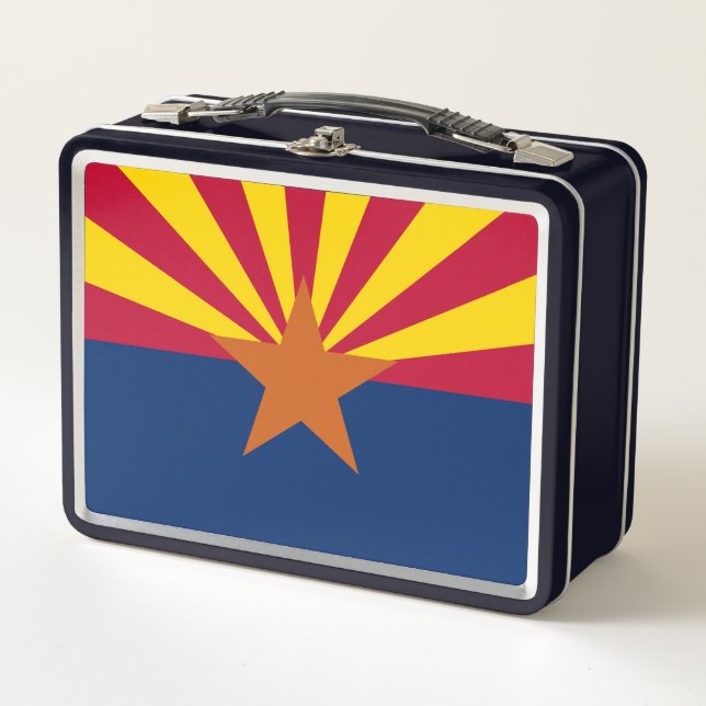 Arizona Flag: Setting Star Sun, The Copper State Metal Lunch Box (Front)