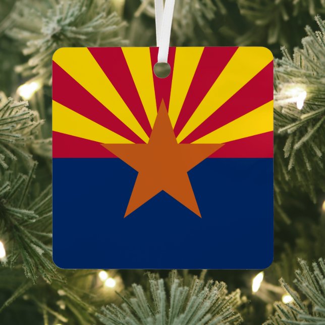 Arizona Flag: Setting Star Sun, The Copper State Metal Tree Decoration (Insitu)