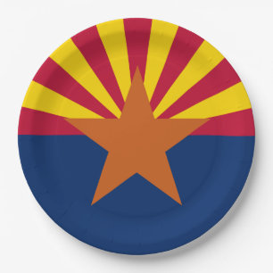 Arizona Flag: Setting Star Sun, The Copper State Paper Plate
