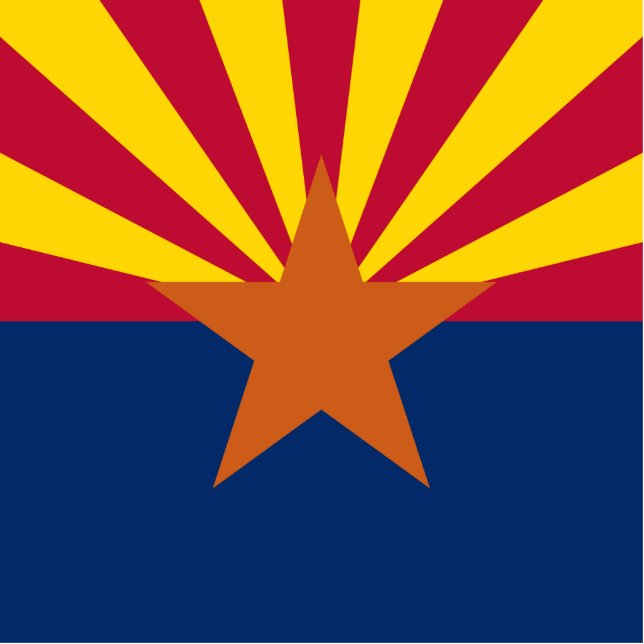 Arizona Flag: Setting Star Sun, The Copper State Standing Photo Sculpture (Front)