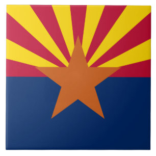 Arizona Flag: Setting Star Sun, The Copper State Tile