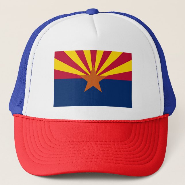 Arizona Flag: Setting Star Sun, The Copper State Trucker Hat (Front)