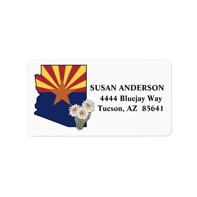Arizona Flag State Flower Saguaro Cactus Blossom Label (Front)
