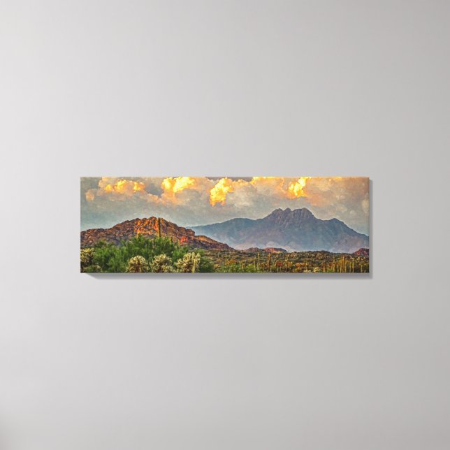 Arizona Four Peaks Mountain Colourful Clouds Sunse Canvas Print (Front)