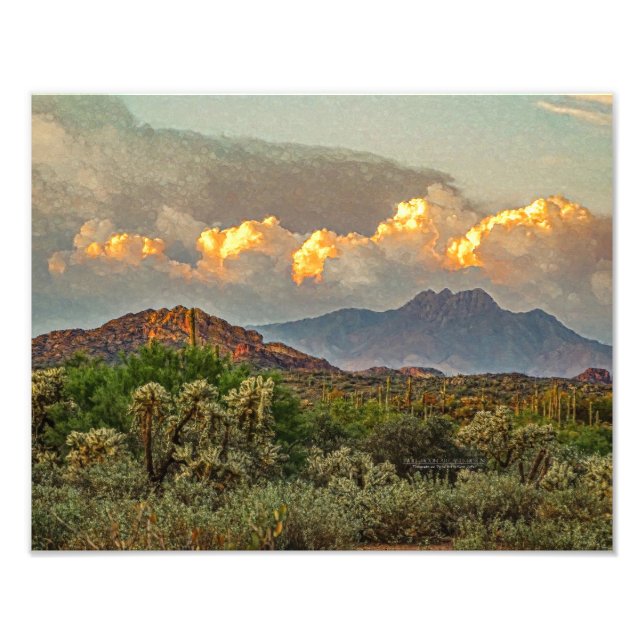 Arizona Four Peaks Mountain Colourful Clouds Sunse Photo Print (Front)
