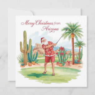 Arizona Golf Christmas in Arizona   Santa Claus Holiday Card