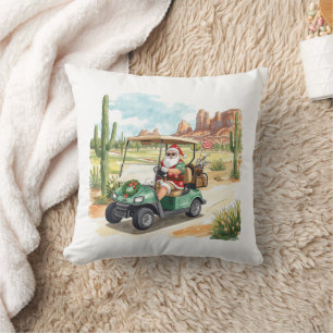 Arizona Golf Christmas Santa drives golf cart Cushion