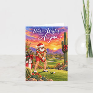 Arizona Golf Christmas Santa Golfer driving cart Holiday Card