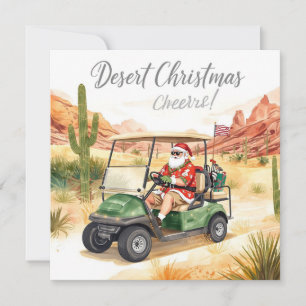 Arizona Golf Christmas Santa Golfer driving cart Holiday Card