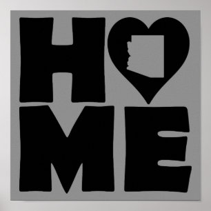 Arizona Home Heart State Poster Sign