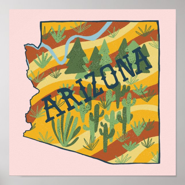 Arizona Illustrated Map Poster (Front)