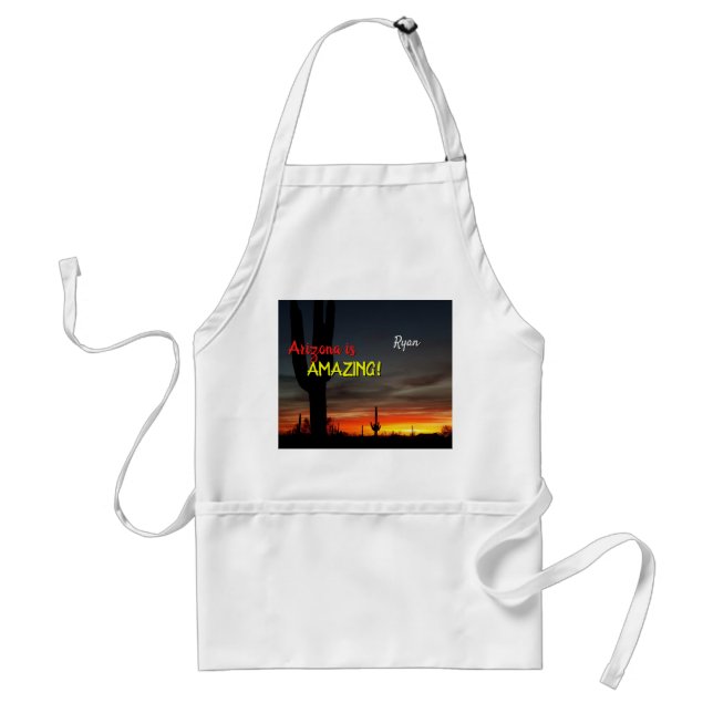 "Arizona is Amazing!" Sunset Sonoran Desert Cactus Standard Apron (Front)