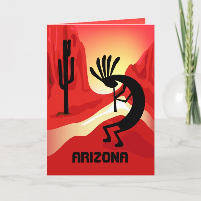 Arizona Kokopelli Sunset Greeting Card (Front)
