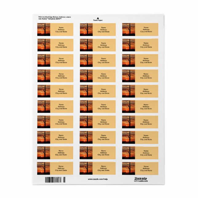 Arizona landscape sunset label (Full Sheet)