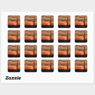 Arizona landscape sunset square sticker