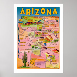Arizona Map 20x28 Poster Print