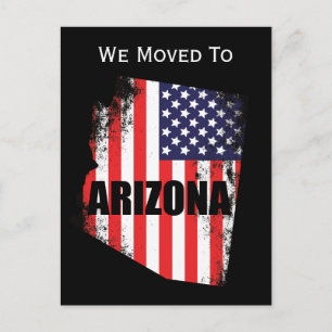 Arizona Map American Flag Freedom Moving Announcement Postcard
