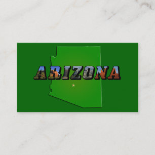 Arizona Map and Picture Text Business Card