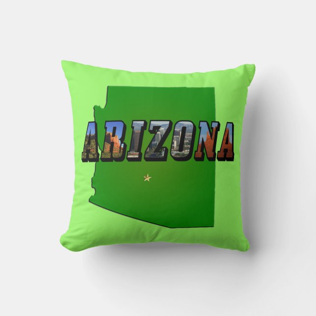 Arizona Map and Picture Text Cushion (Front)