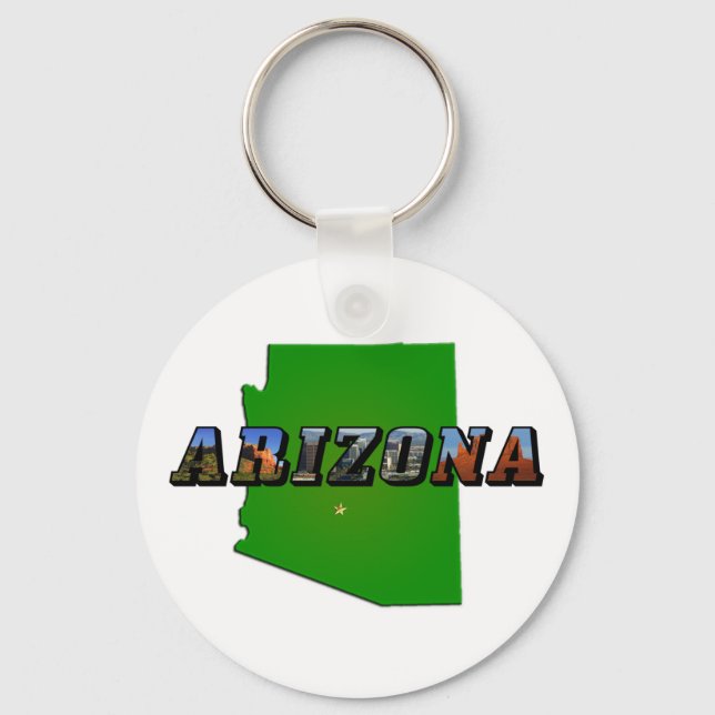 Arizona Map and Picture Text Key Ring (Front)