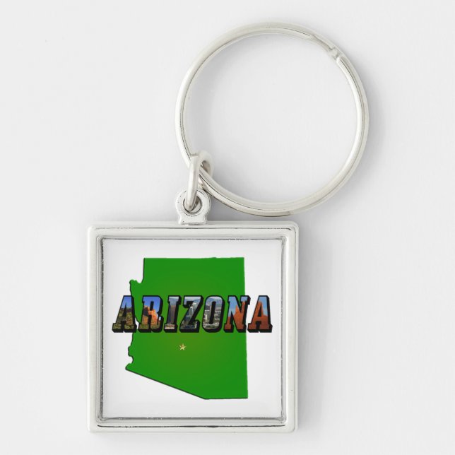 Arizona Map and Picture Text Key Ring (Front)