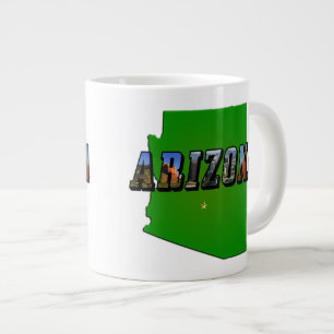 Arizona Map and Picture Text Large Coffee Mug
