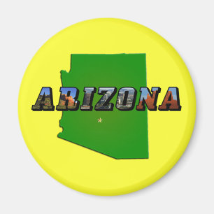 Arizona Map and Picture Text Magnet