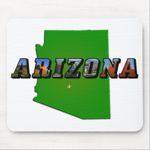 Arizona Map and Picture Text Mouse Mat