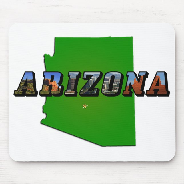 Arizona Map and Picture Text Mouse Mat (Front)