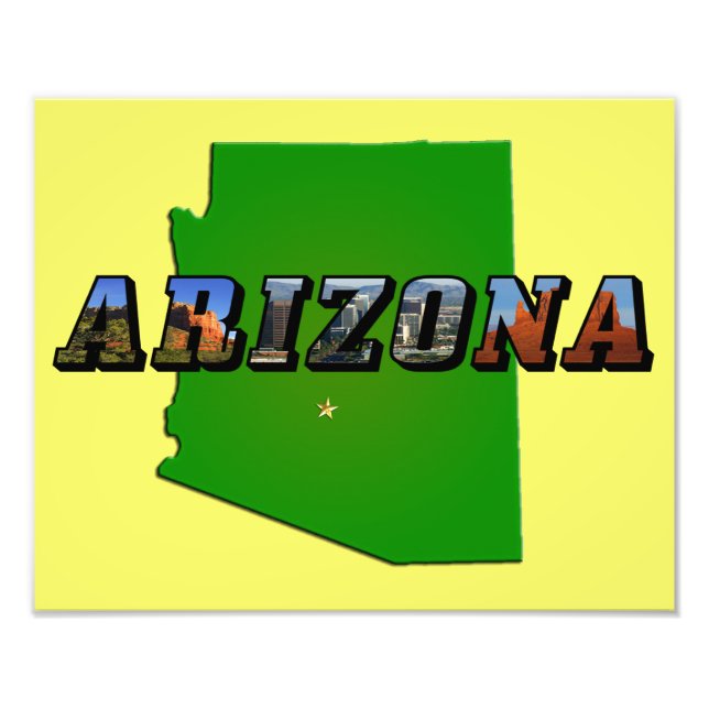 Arizona Map and Picture Text Photo Print (Front)