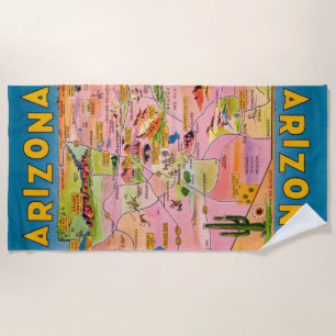 Arizona Map  Beach Towel