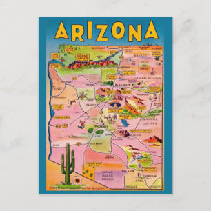 Arizona Map Postcard