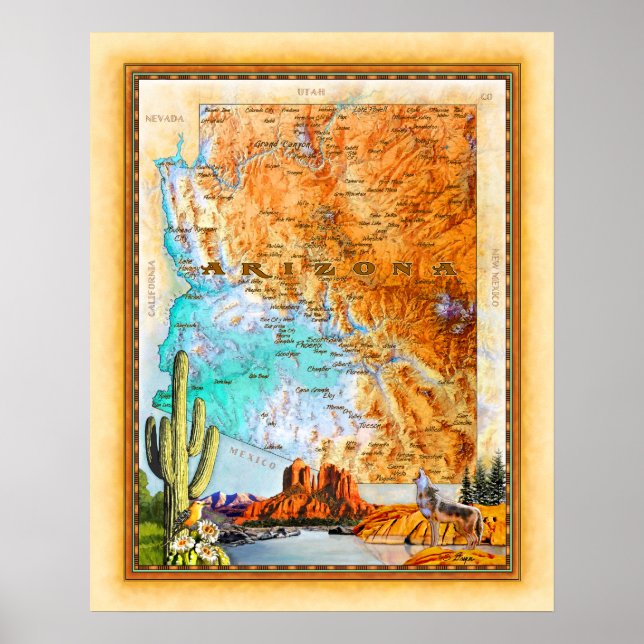 "Arizona Map" Poster (Front)