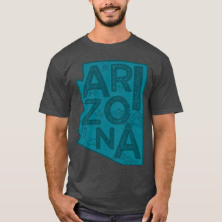 Arizona Map Typography Navy T-Shirt