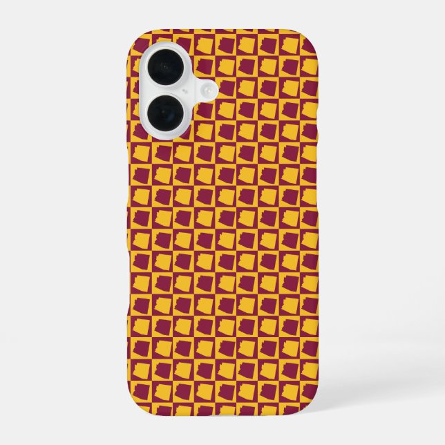 Arizona Maroon Gold Geometric Pattern iPhone 16 Case (Back)